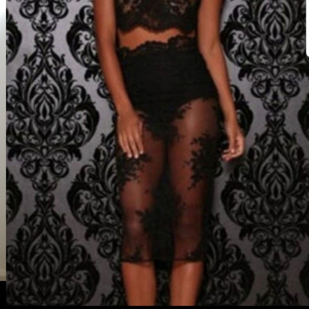 Black lace two piece set